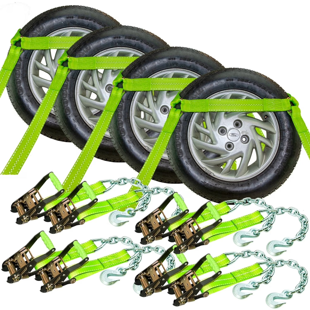 4 Pack Car Tie Down Chain Anchors Side Rail High-Viz 3300 Lbs SWL Y8820