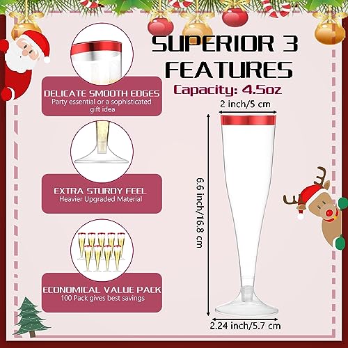 100 Pcs 4.5oz Clear Plastic Champagne Flutes K397