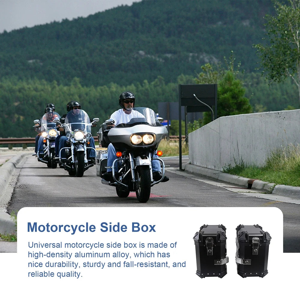 1 Pair 35L Aluminum Alloy Motorcycle Side Storage Box with 4 Keys T91744