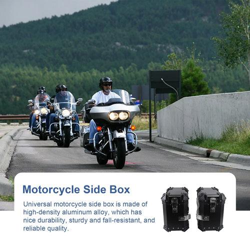 1 Pair 35L Aluminum Alloy Motorcycle Side Storage Box with 4 Keys T91744