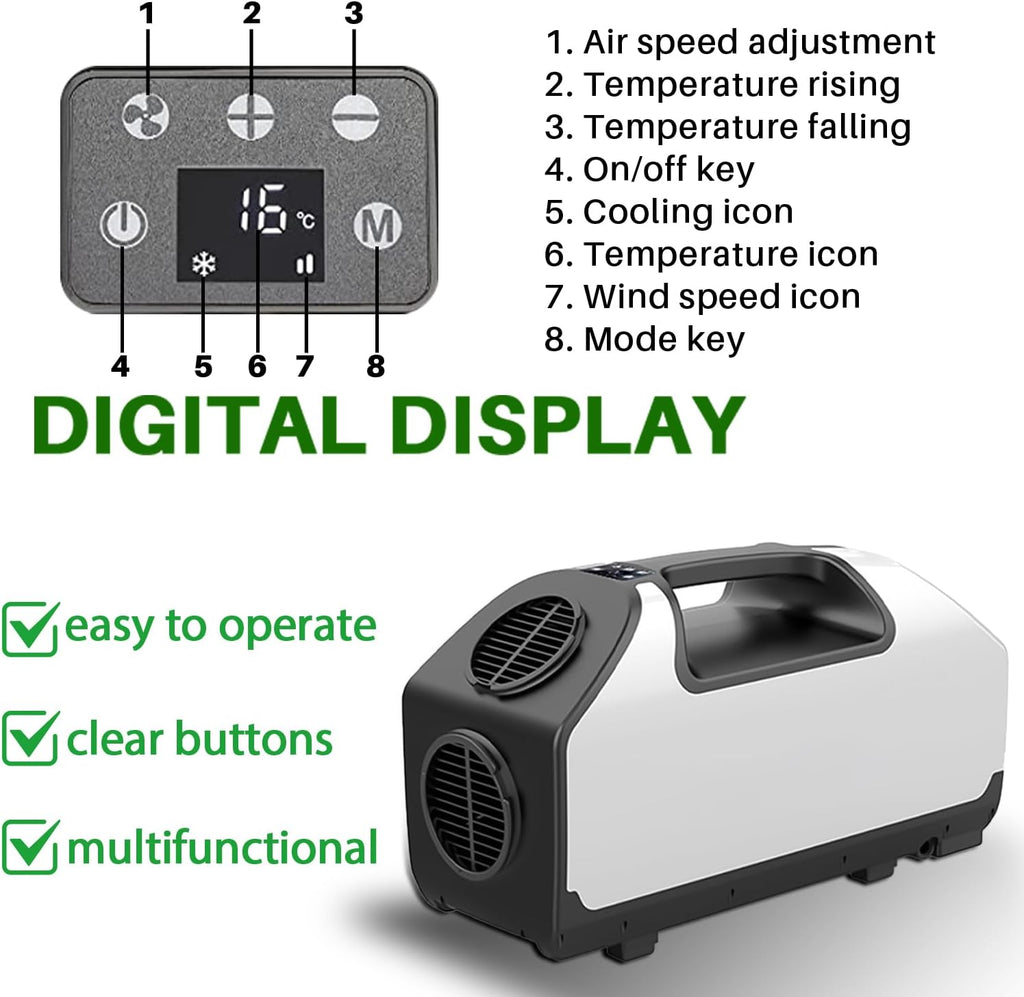 Portable Camping Air Conditioner 2900BTU 24V 700W 3 Wind Speeds Q633