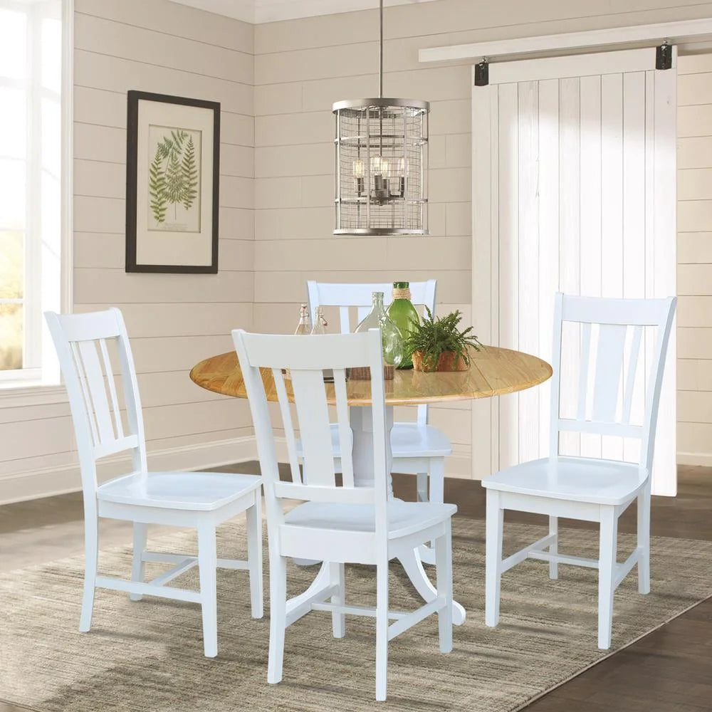 Solid Wood 5-Piece Dining Set with Drop Leaf Table and 4 Splat Back Chairs M7382