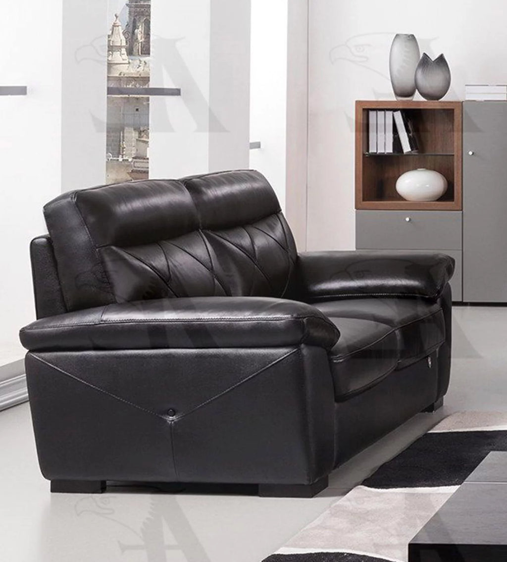 Black Italian Leather Sofa and Loveseat Set N8336