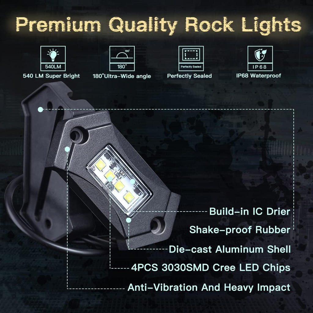 16Pods White LED Rock Lights H228