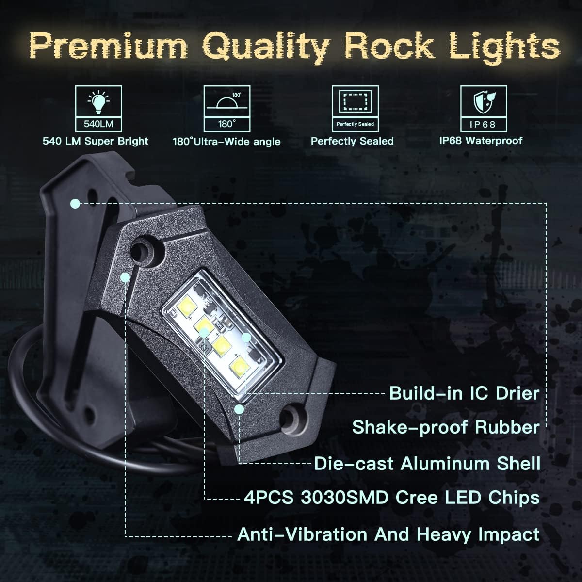 16Pods White LED Rock Lights H228
