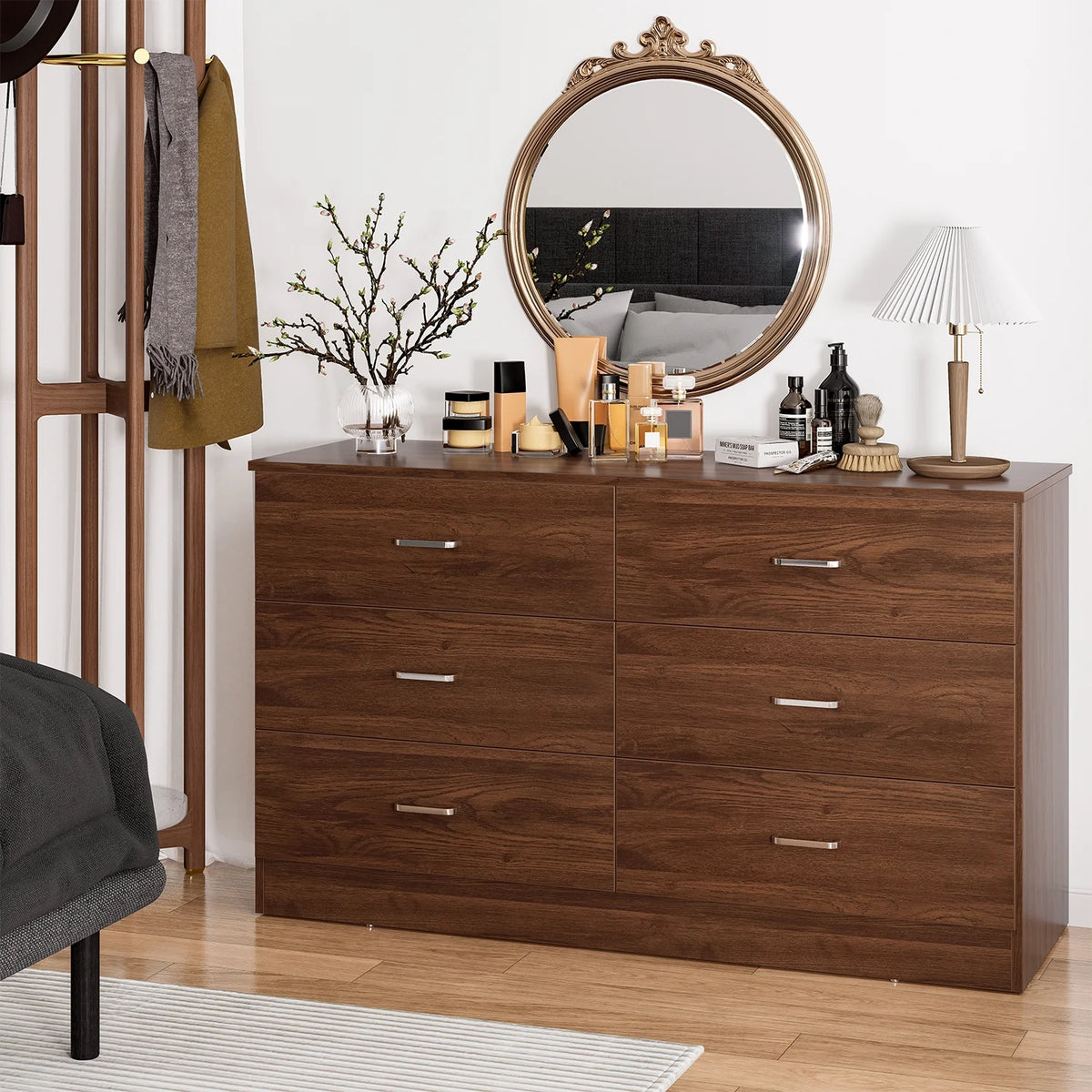 Black 6 Drawer Wood Double Dresser G761296