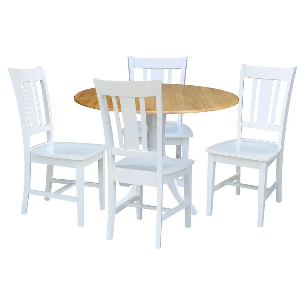 Solid Wood 5-Piece Dining Set with Drop Leaf Table and 4 Splat Back Chairs M7382
