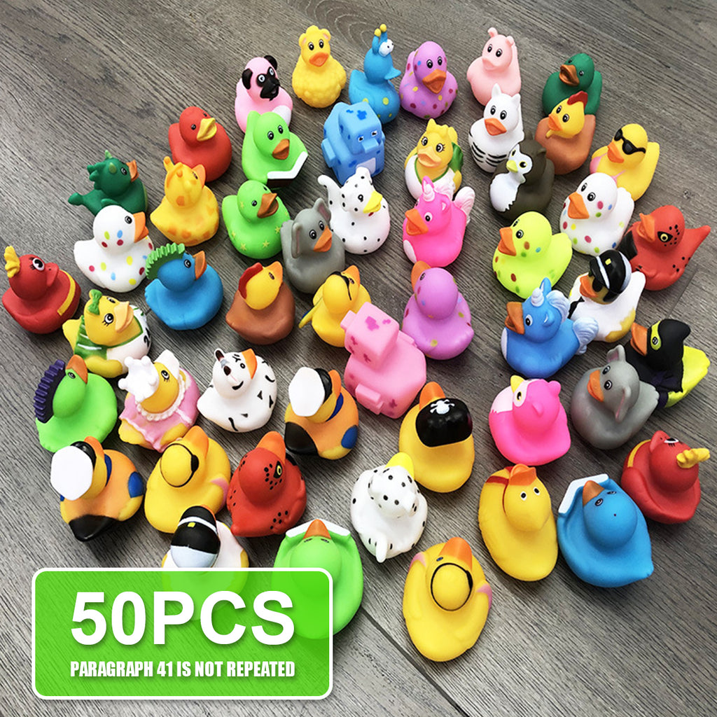 50 Pcs Assorted Rubber Duck Bath Toys E362