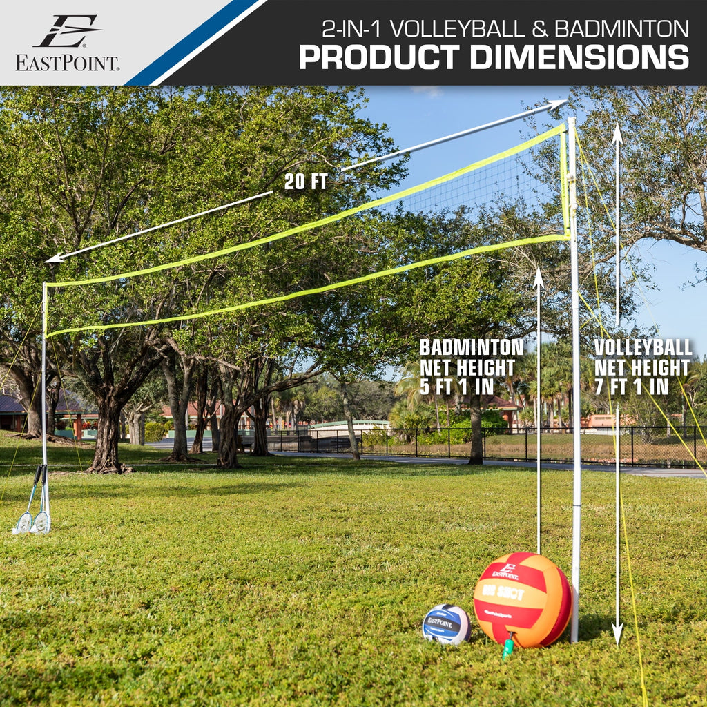 Volleyball and Badminton Combo Set with Adjustable Height Net L1597