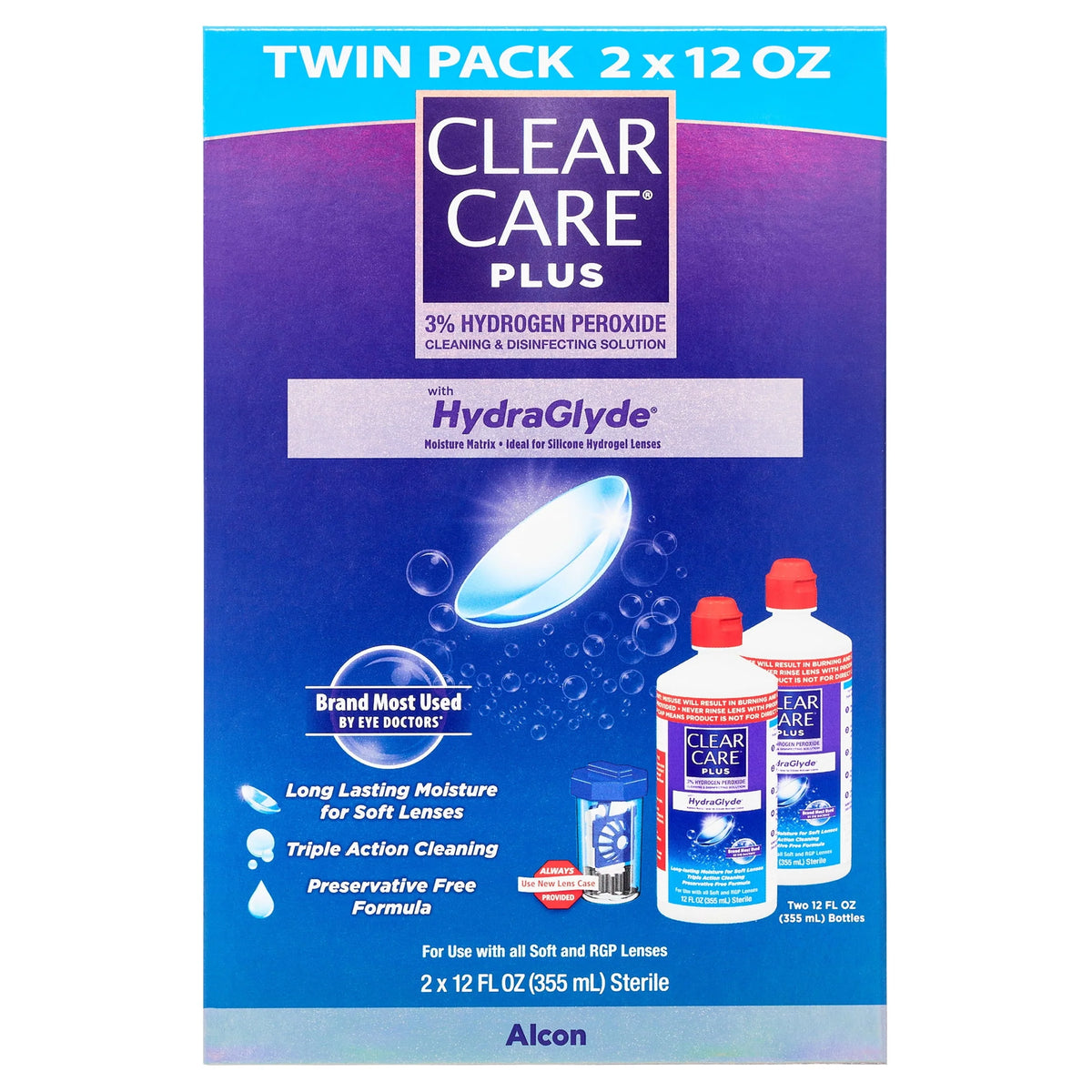Contact Lens Cleaning Solution with HydraGlyde, Two 12oz N6352