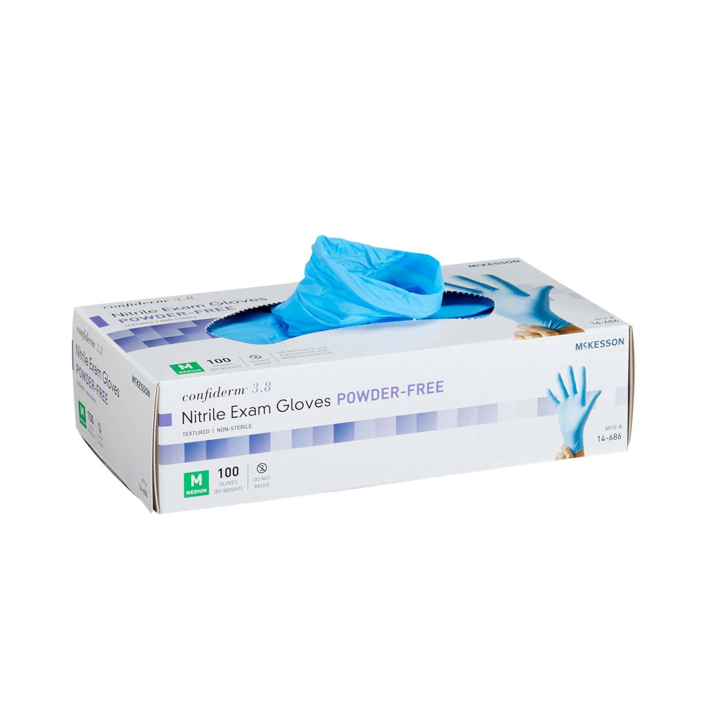 3.8 Exam Glove Medium Nitrile Blue, Case of 1000 J3586