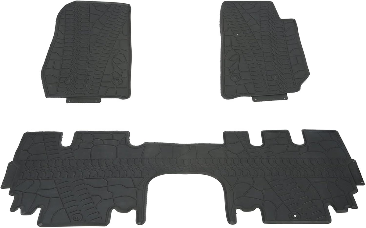 Black Rubber Floor Mat for Jeep Wrangler 4-Door 3-Piece X975070