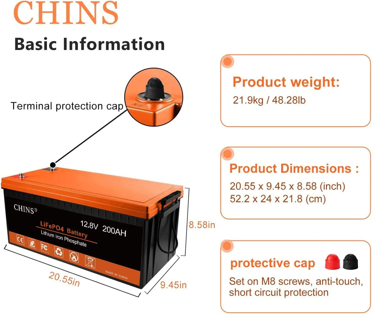 12V 200AH Lithium Iron Battery with 100A BMS S408500
