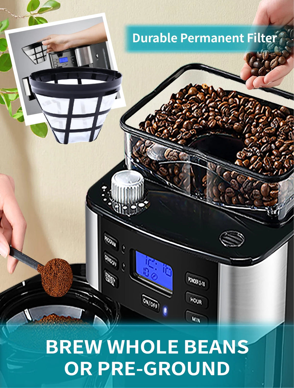 10-Cup Programmable Grind and Brew Coffee Maker F20039