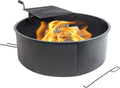 36 Inch Heavy Duty Steel Fire Pit with Cooking Grate and Fire Poker Y578