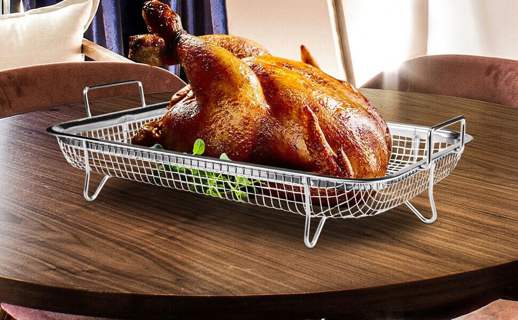 2pc Non-Stick Stainless Steel Air Fryer Basket L122