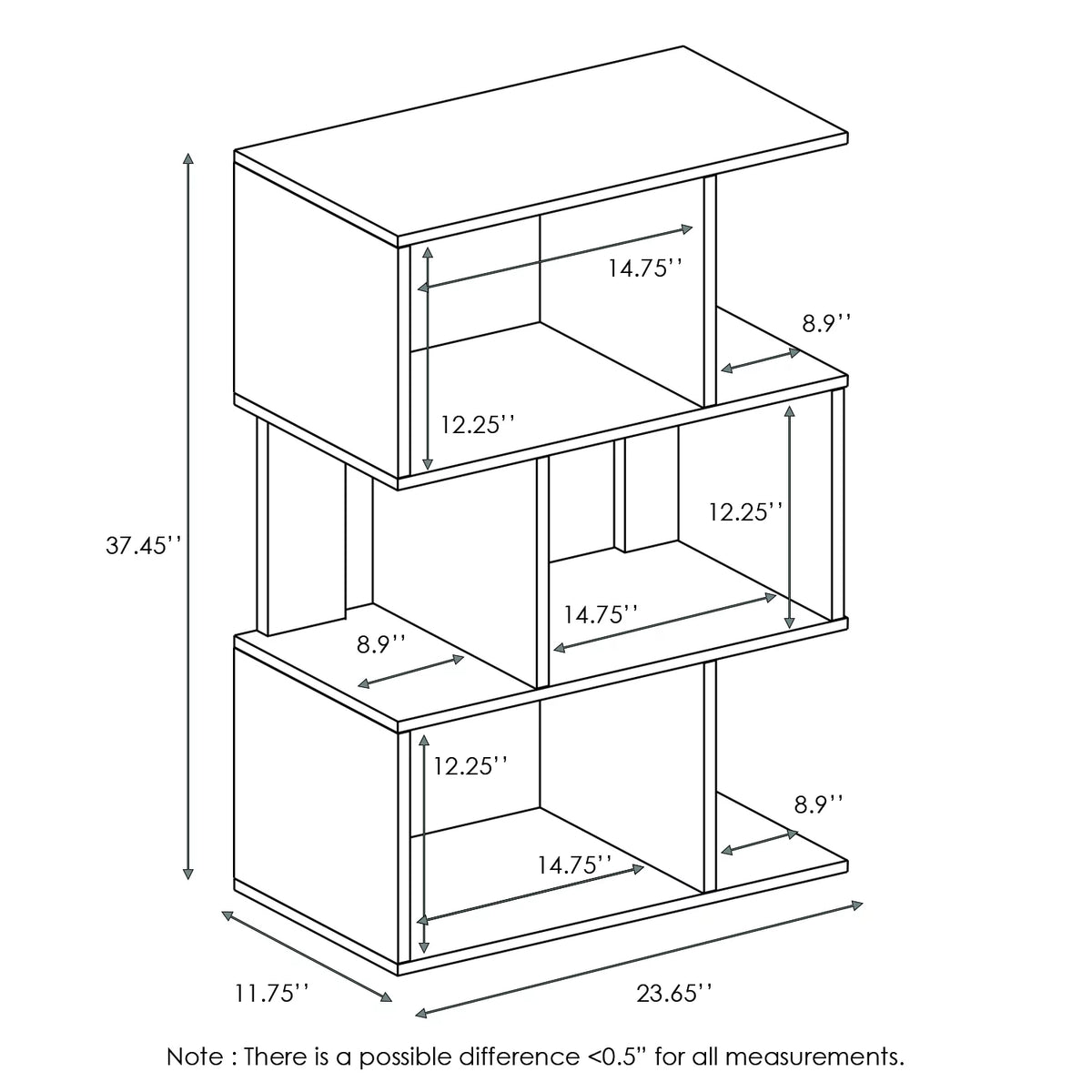 3-Tier Espresso Book Shelf Z827