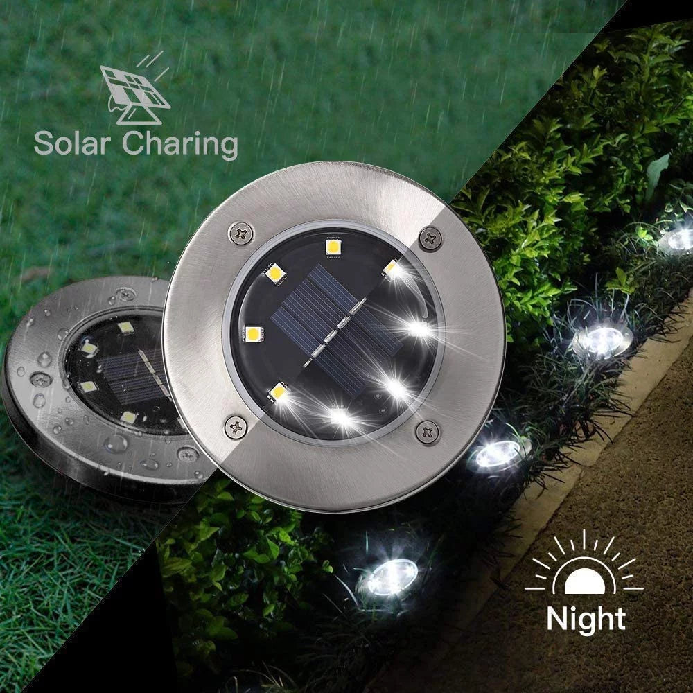 12 Pack 8 LED Solar Ground Lights Waterproof F349