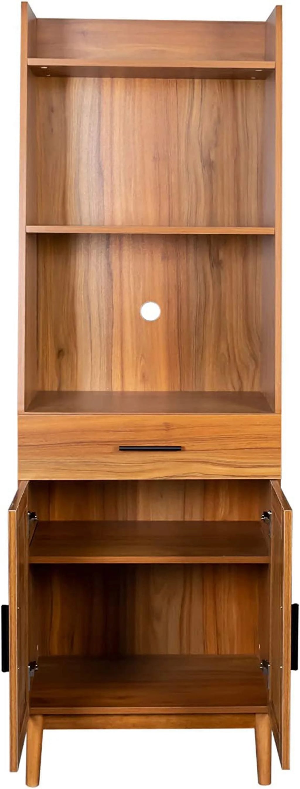 71" Tall Wood Bookcase with Doors and Drawers N58483