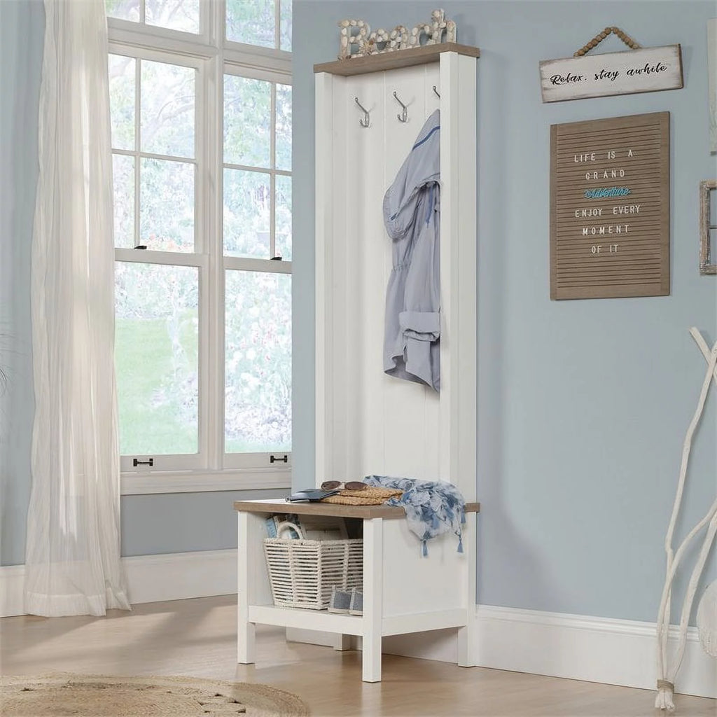 Soft White Entryway Bench with Storage S95968