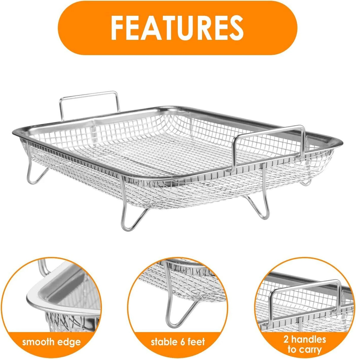 2pc Non-Stick Stainless Steel Air Fryer Basket L122