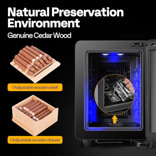 8L Electric Humidor with Cedar Wood Drawer Shelves M48812
