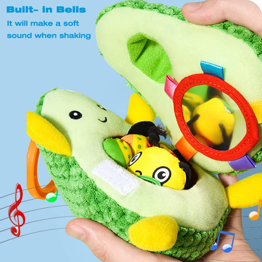 Clip on Stroller Toy with Mirror, Plush Avocado Toy J5647
