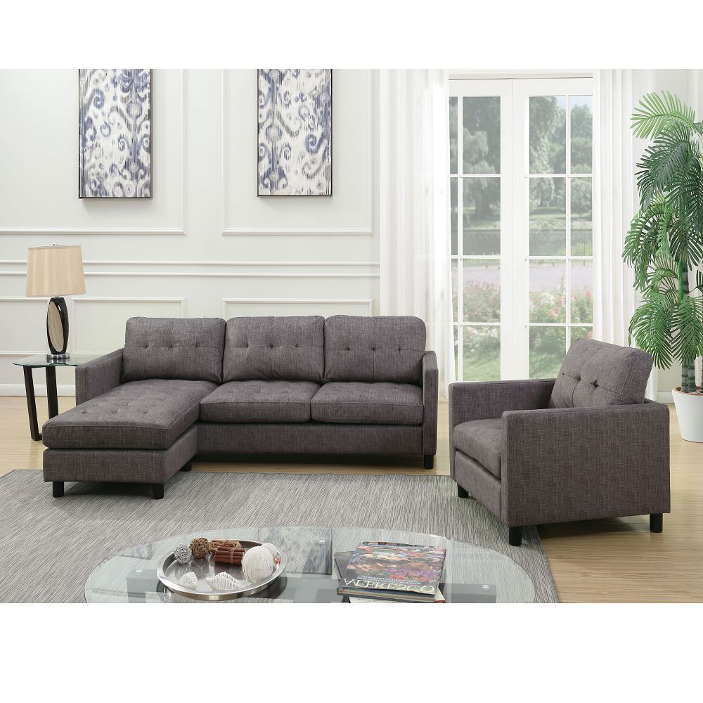 Gray Fabric Sectional Sofa R557