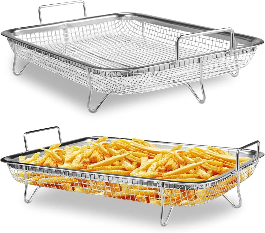 2pc Non-Stick Stainless Steel Air Fryer Basket L122