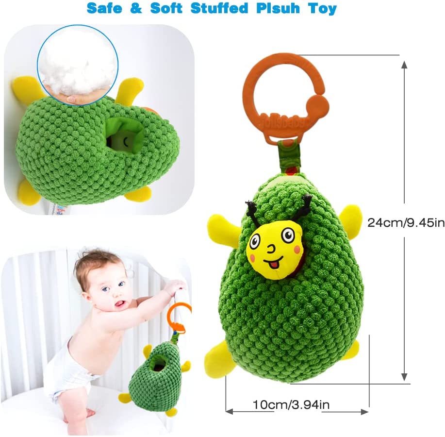 Clip on Stroller Toy with Mirror, Plush Avocado Toy J5647