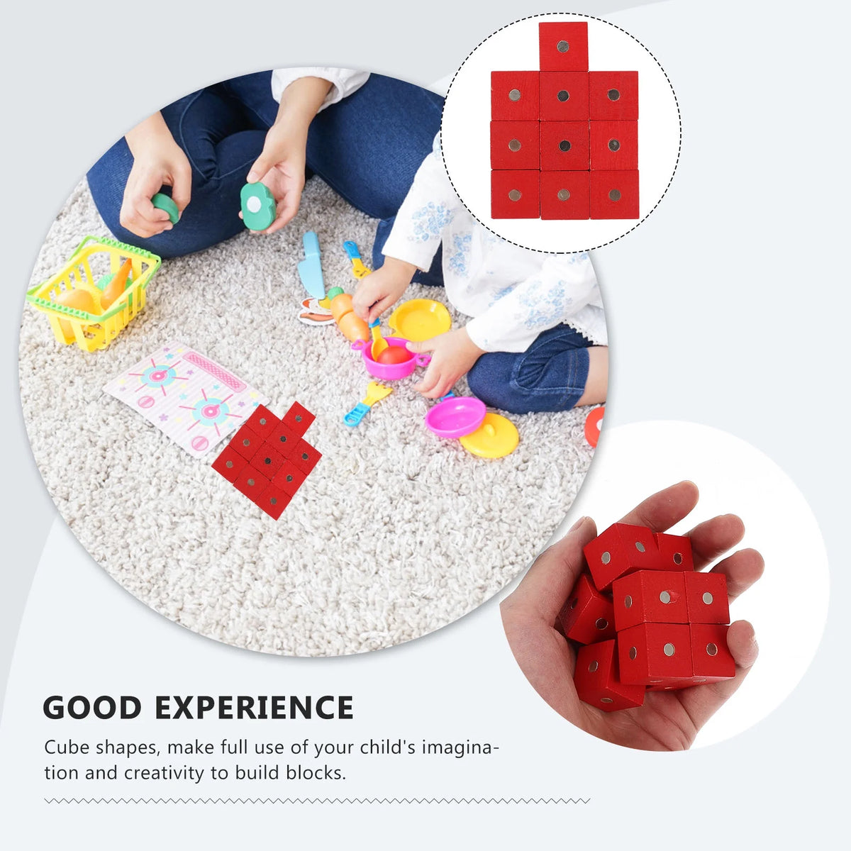 10pcs Wooden Magnetic Cubic Blocks Building Toy B879