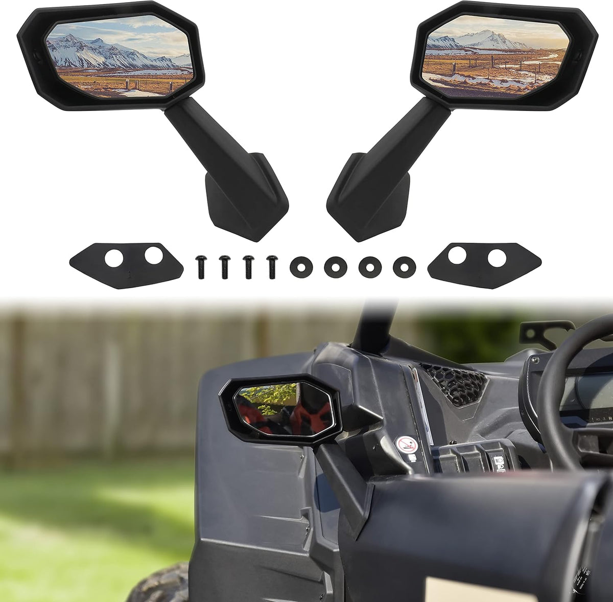 Folding Front Door Rear View Side Mirrors for Can-Am Maverick X3 / X3 MAX 2017-2021, 2PCS G16332