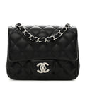 Lambskin Quilted Mini Square Flap Black L475
