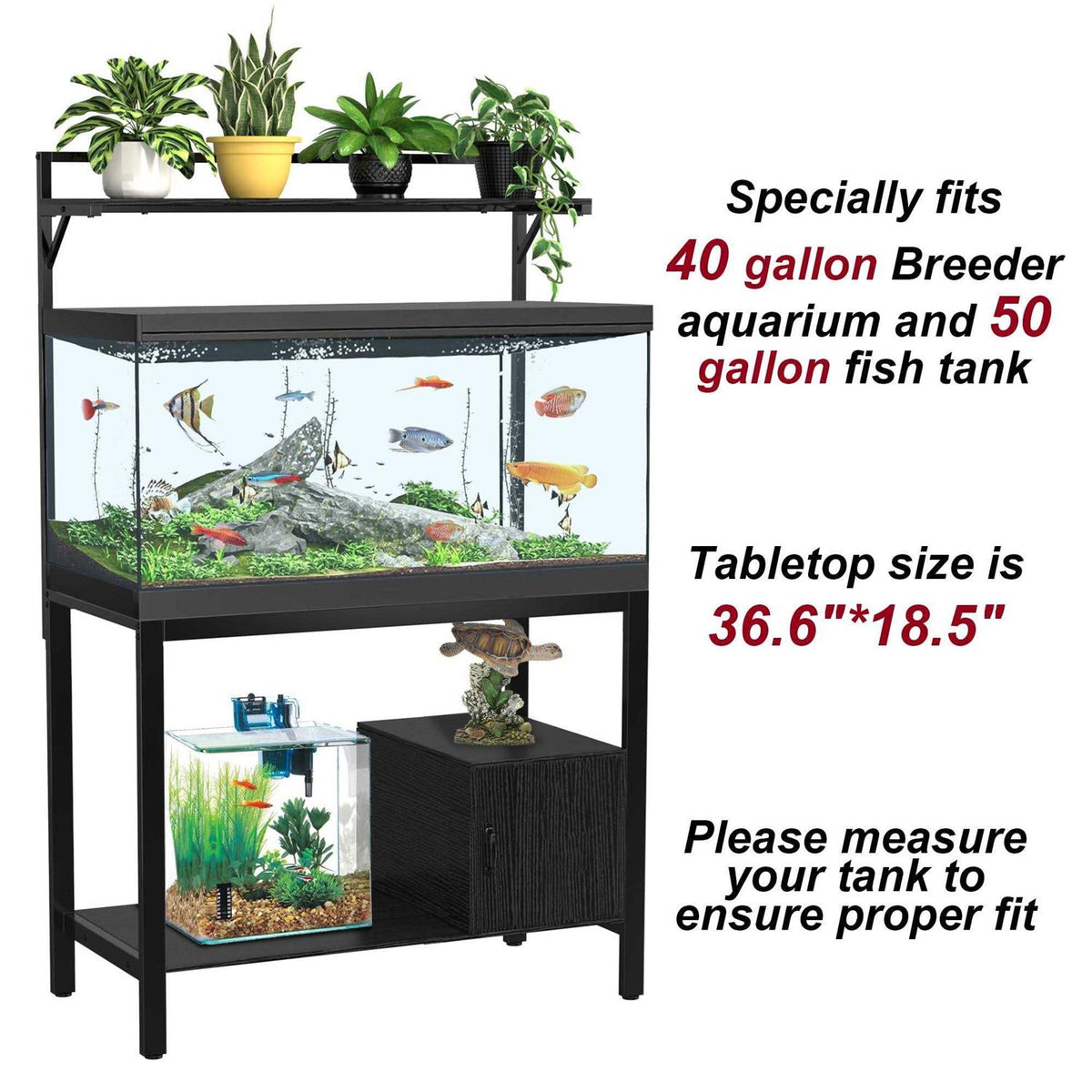 40-50 Gallon Fish Tank Stand with Plant Shelf G549