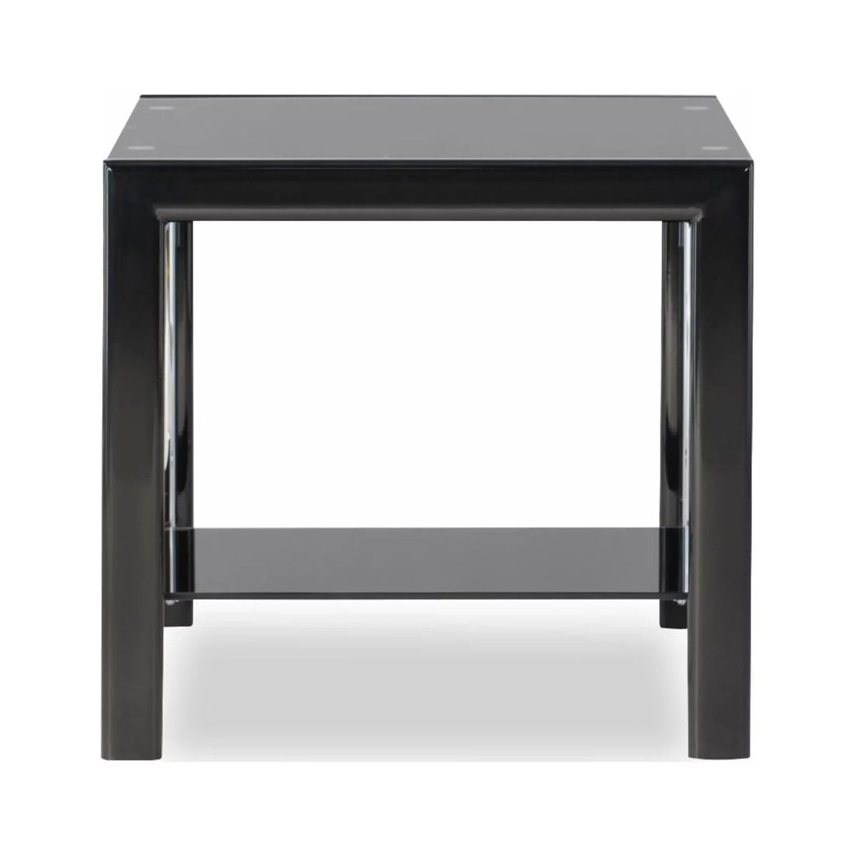 Black Glass and Metal End Table Set, 2 Pieces J404