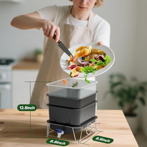 15L 3-Tray Worm Farm Composting Bin with Tool Set Z515