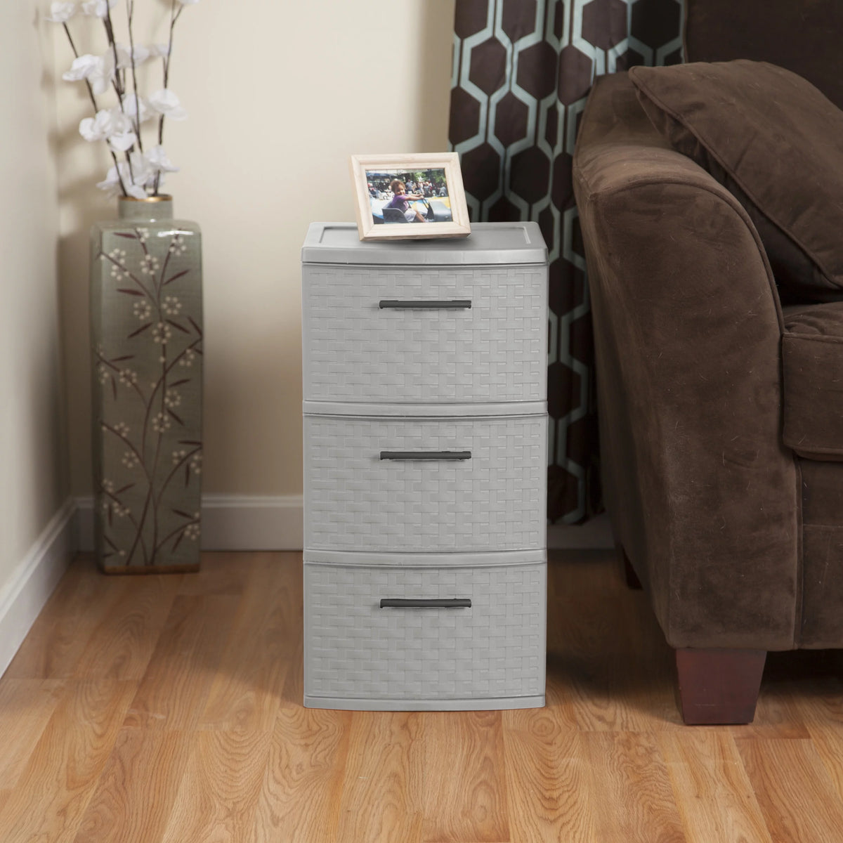 3 Drawer Plastic Weave Tower Set of 2 Z27103