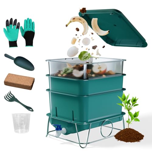 15L 3-Tray Worm Farm Composting Bin with Tool Set Z515