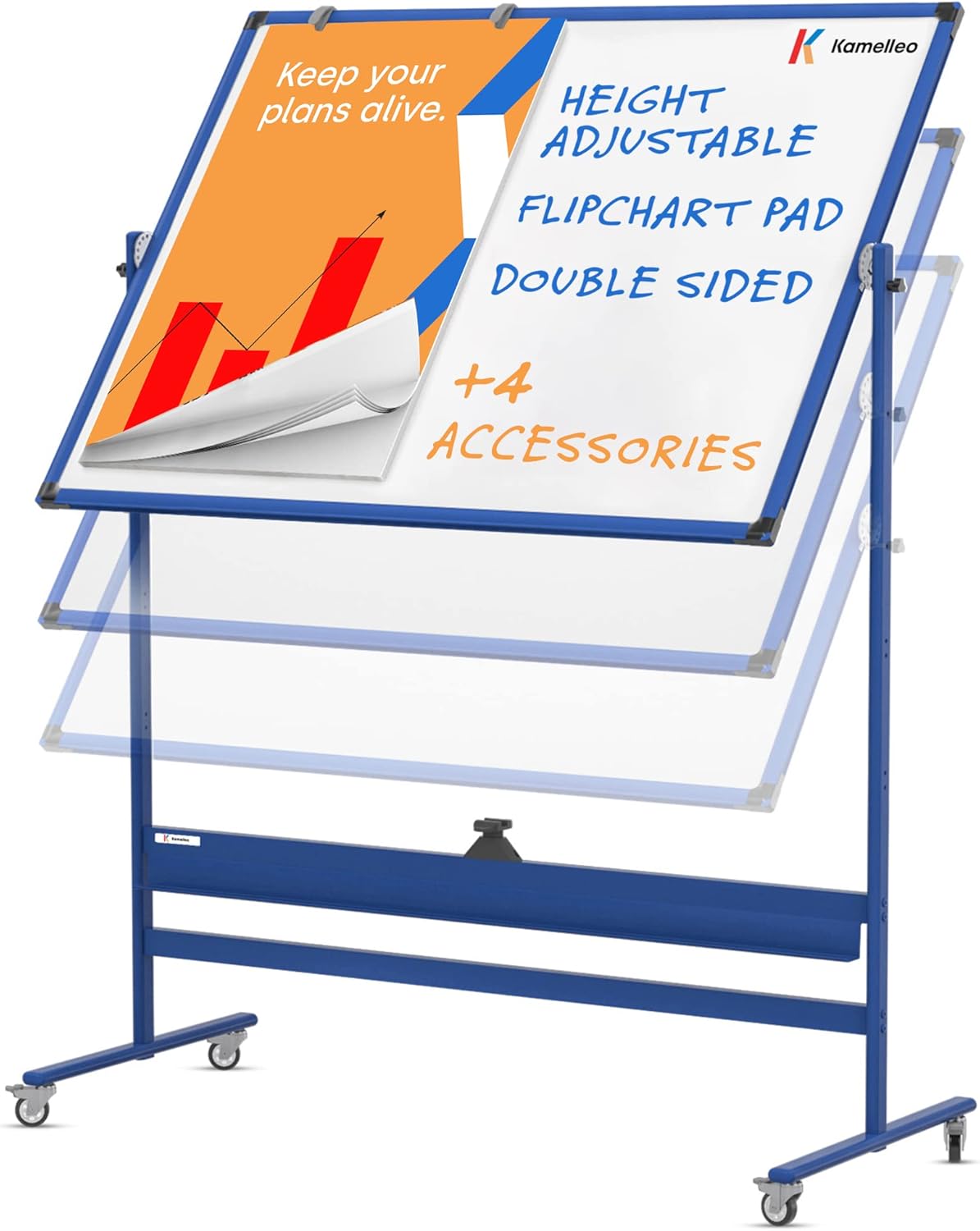 Magnetic Dry Erase White Board, Extra Large Rolling Whiteboard with Stand, Double Sided Adjustable Portable Easel D367553