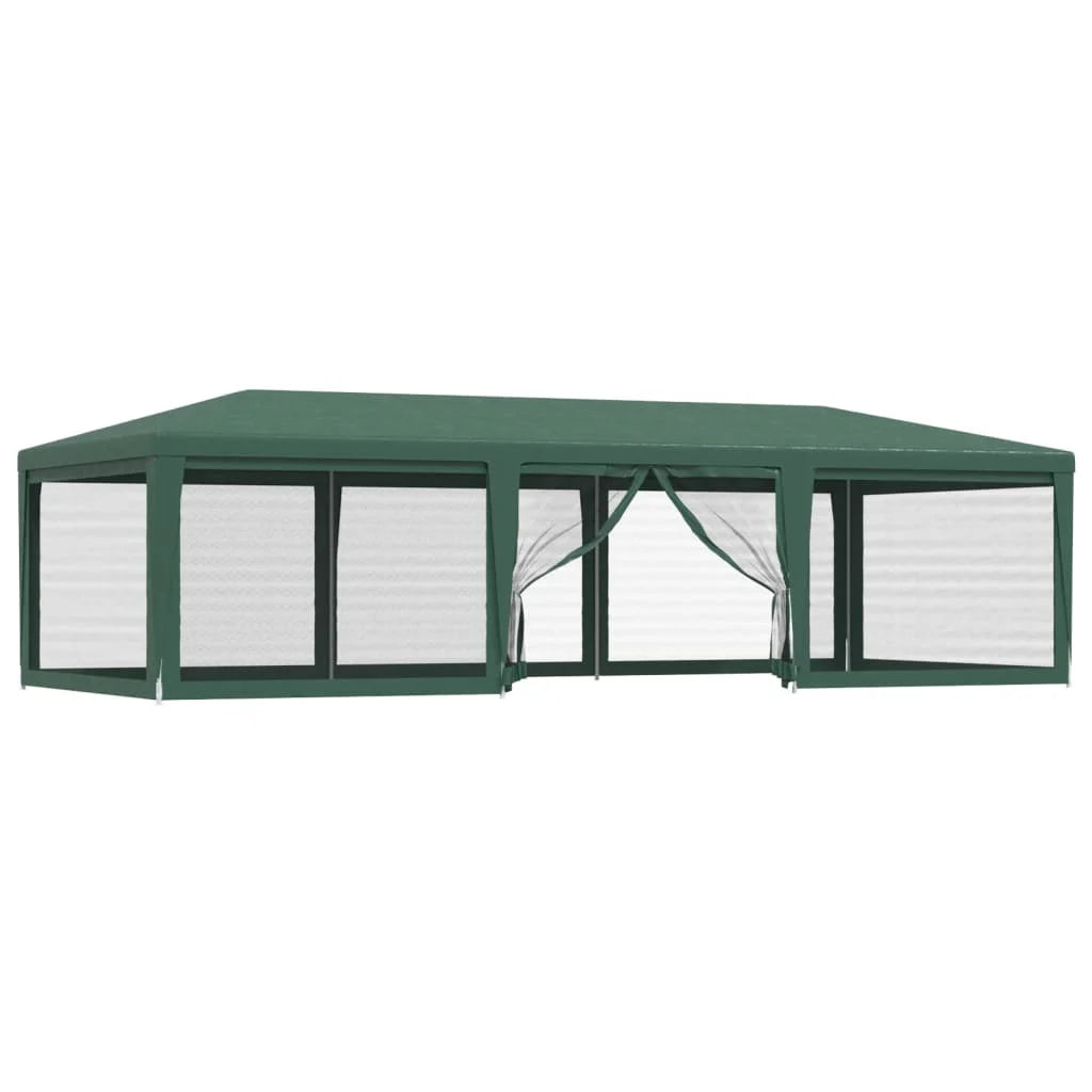Party Tent with 8 Mesh Sidewalls Green 29.5'x13.1' HDPE W5251