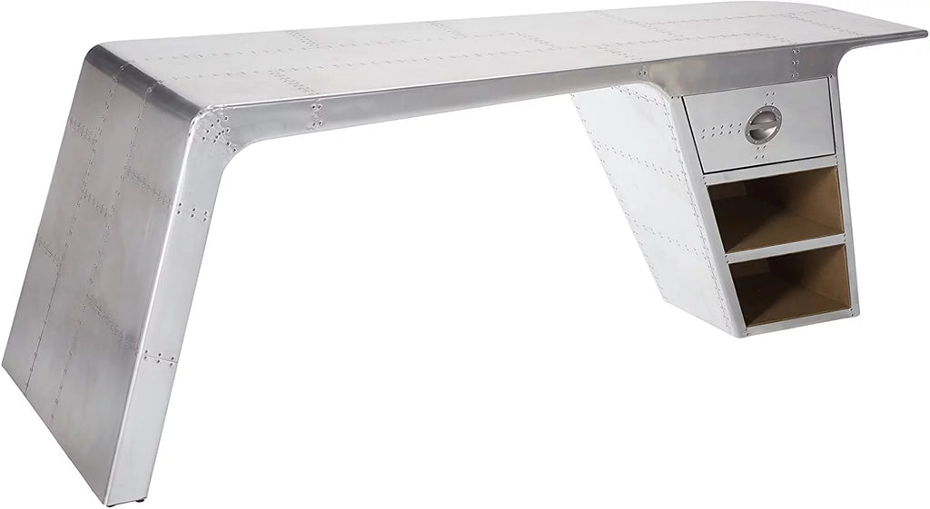Aluminum Desk with 1 Drawer and 2 Shelves X923