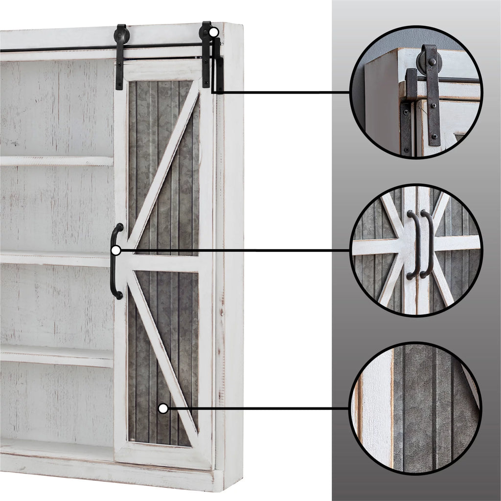 White and Silver Wood Cabinet E192