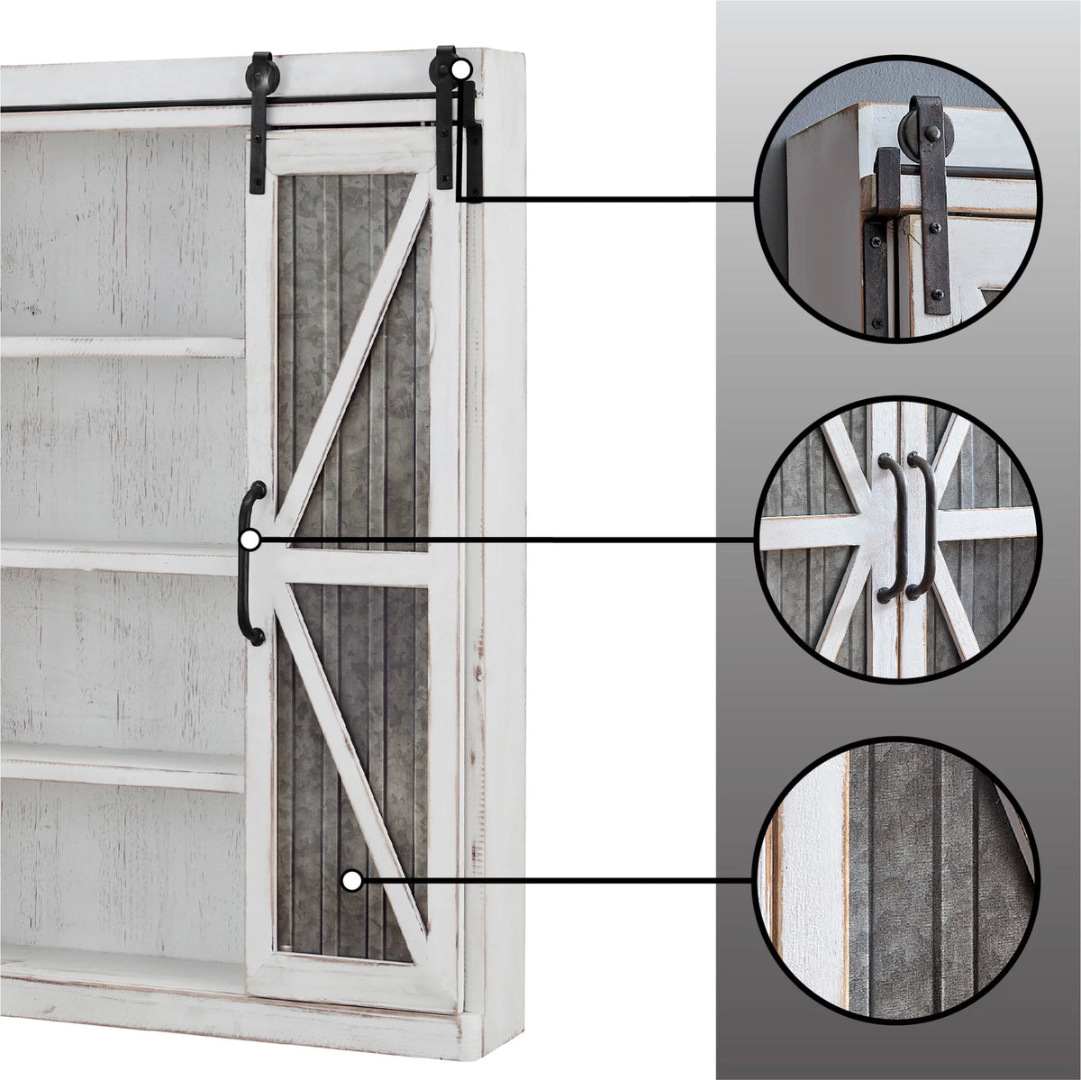 White and Silver Wood Cabinet E192