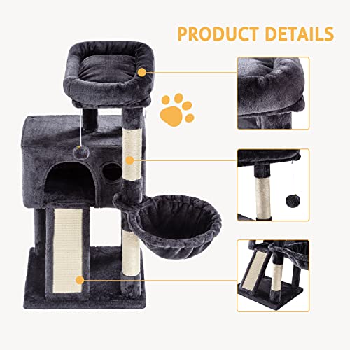 36 Inches Smoky Grey Cat Tree with Hammock N137