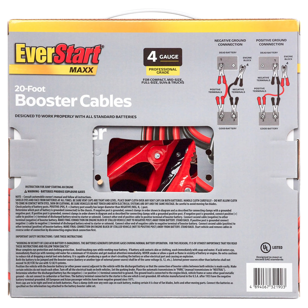 4-Gauge 20-Foot Booster Cables W745279