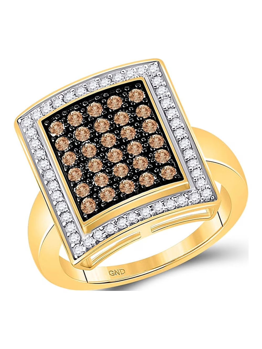 10kt Yellow Gold Brown Diamond Cluster Ring R505397