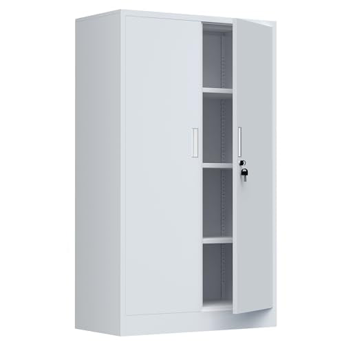Black Metal Storage Cabinet with Locking Doors and Adjustable Shelves Q763401