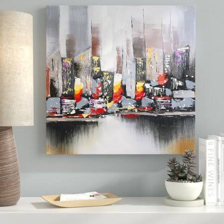 Gray Oil Painting Print on Wrapped Canvas Q4022