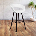 Cappuccino Wood Barstool with White Vinyl Q379