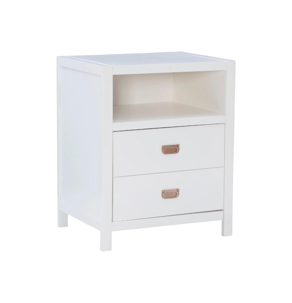 White 2-Drawer Side Table with Shelf U2000